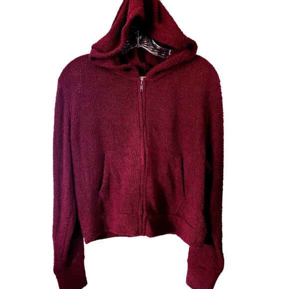 So Burgundy Super Soft Full Zip Hooded Sweater Size Large - Picture 1 of 5